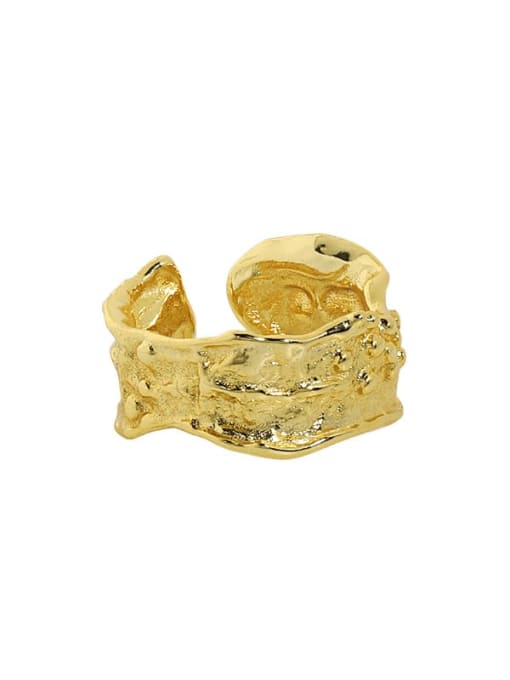 18K gold [No. 13 adjustable] 925 Sterling Silver Irregular Vintage Band Ring
